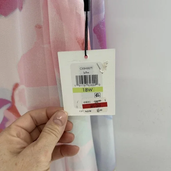 Calvin Klein Women's NWT Printed Trapeze Watercolor Flowy Dress Lined Size 18W - Picture 5 of 8